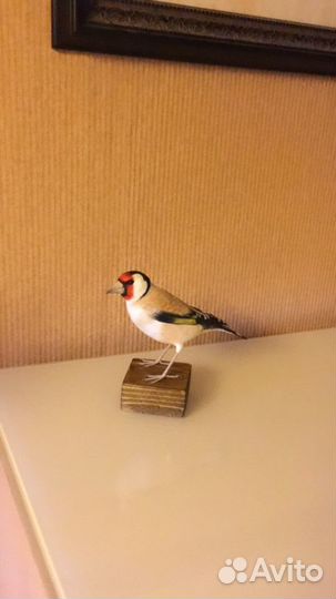 Ватная интерьерная игрушка птичка