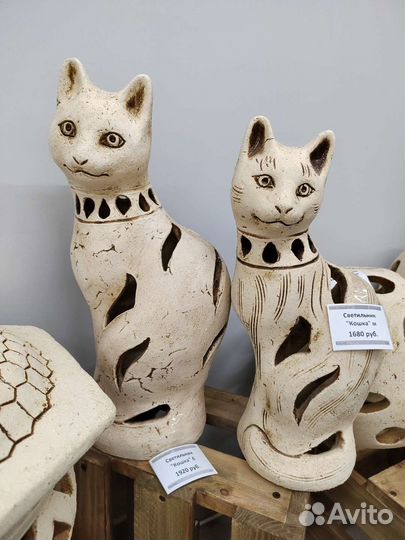 Садовые фигуры-светильники из шамота