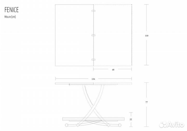 Итальянский Раскладной Стол-трансформер Fenice. Al