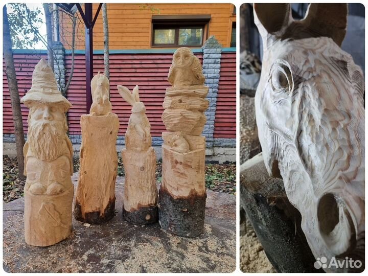 Деревянные фигуры животных