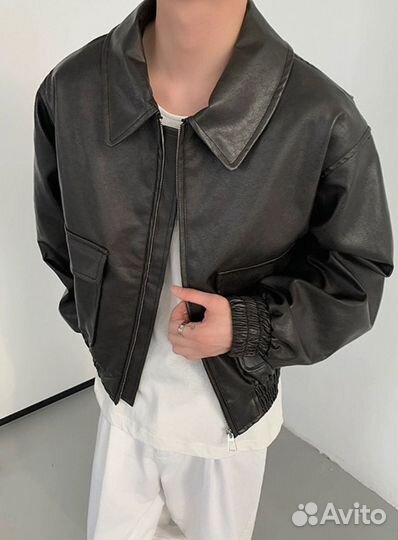 Бомбер винтажный leather balenciaga type