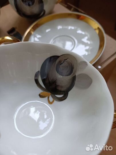 Чайный сервиз дулево розы черные 6 персон