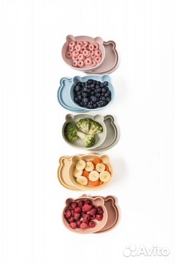 Тарелка детская силиконовая на присоске с крышкой