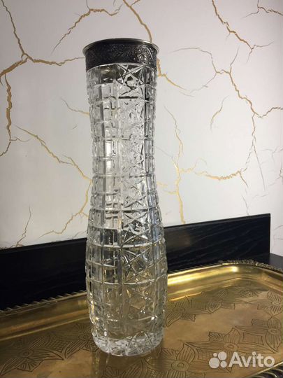 Парные вазы хрусталь с серебром 875 пробы