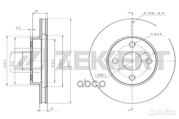Диск торм. перед. Toyota Corolla (E120) 01- bs