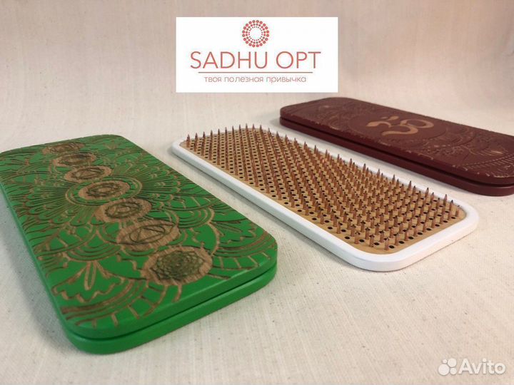 Доска садху зеленая с оцинкованными гвоздями