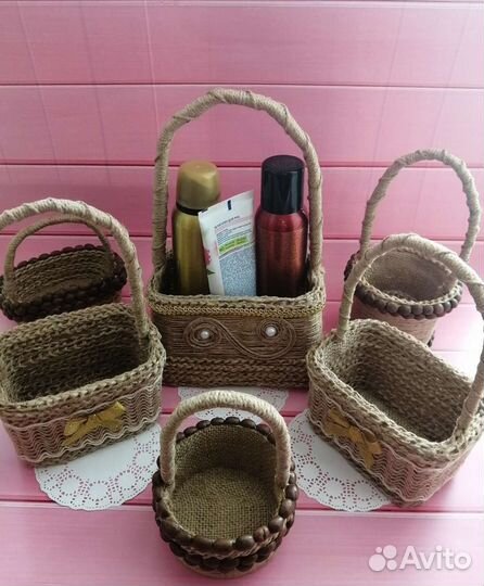 Сувенирные корзиночки из джута