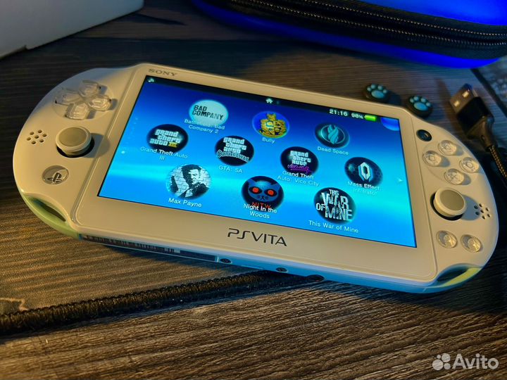 Sony PS Vita Slim Light Blue 128gb 7500 игр набор