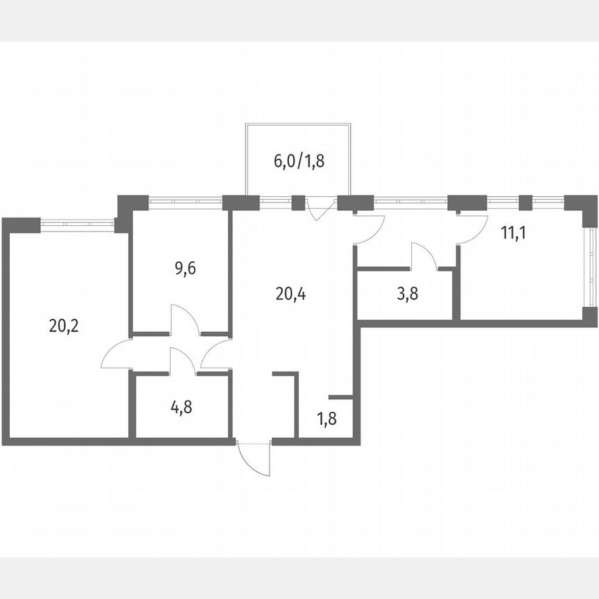 3-к. квартира, 81,3 м², 2/9 эт.