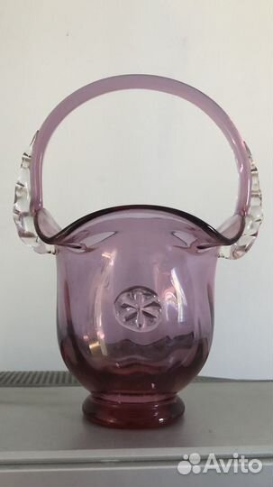 Ваза, конфетница винтаж марганцовое стекло