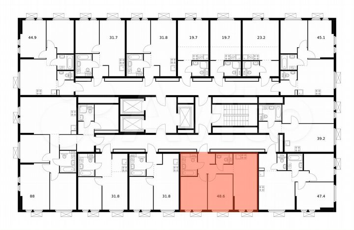 2-к. квартира, 48,6 м², 19/25 эт.