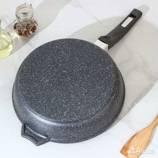 Сковорода «Гранит», d26 см, пластиковая ручка, ант