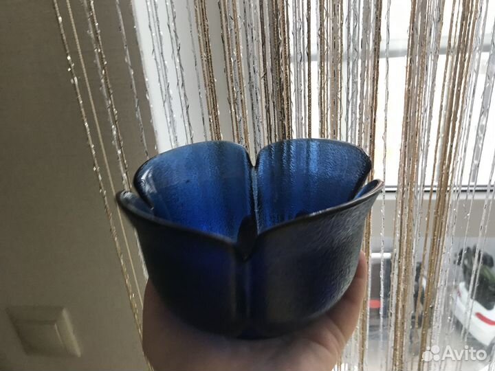 Вазы СССР синяя и хрустальная блюдо рак