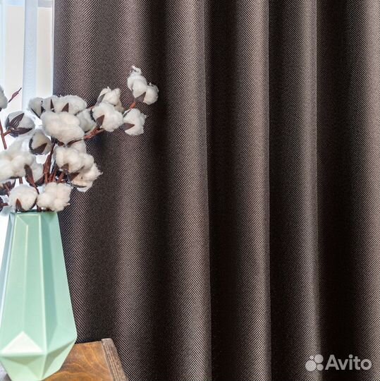 Шторы рогожка Орфей шоколад новые на окна пошив