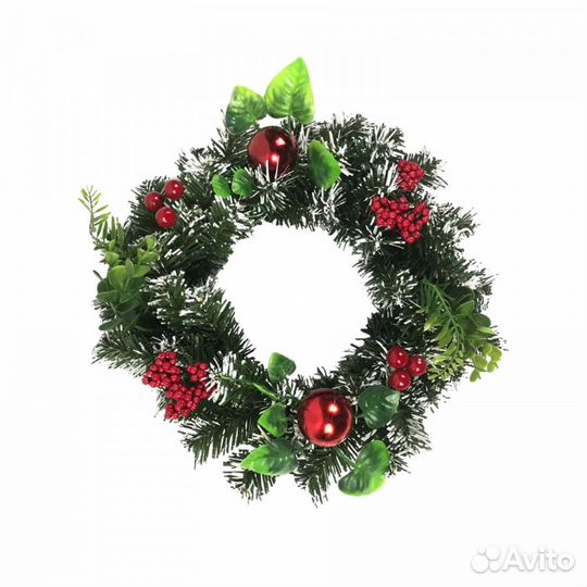 Венок рождественский 30см красный