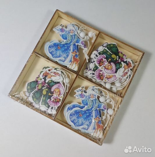 Елочные новогодние игрушки украшения 12 шт дерево