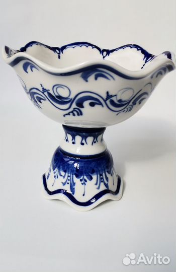 Ваза для фруктов гжель