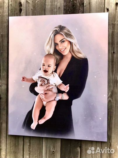 Портрет по фото на холсте