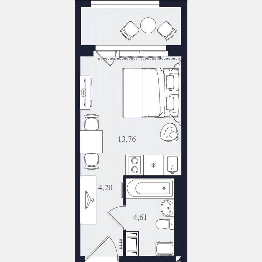 Апартаменты-студия, 22,6 м², 22/24 эт.