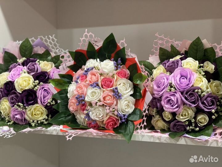 Букет подарок цветы из мыла розы 101 доставка