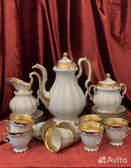 Чайный сервиз старинный антиквариат XIX век