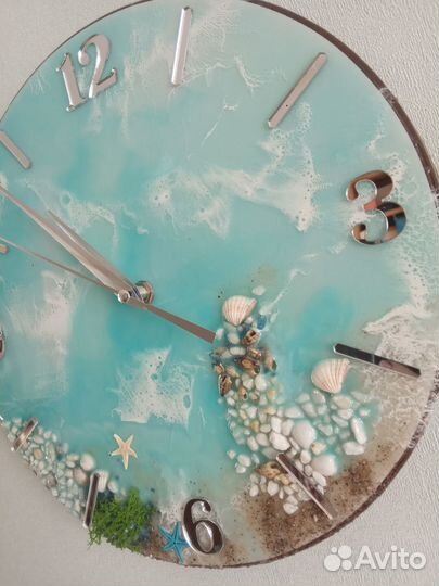 Часы настенные Море из эпоксидной смолы