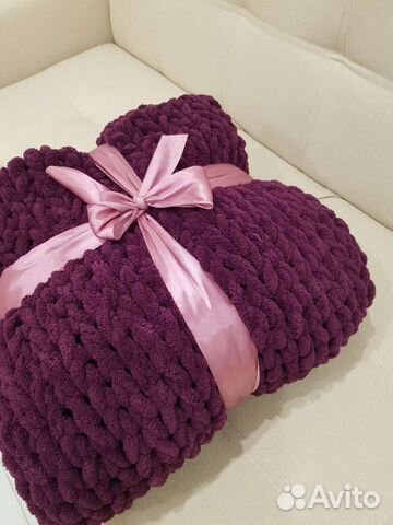 Плед из плюшевой пряжи