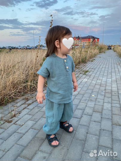 Муслиновый костюм для мальчика 80