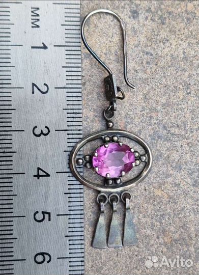 Редкие серебряные серьги 875 пробы