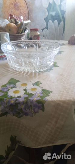 Большая хрустальная ваза для фруктов