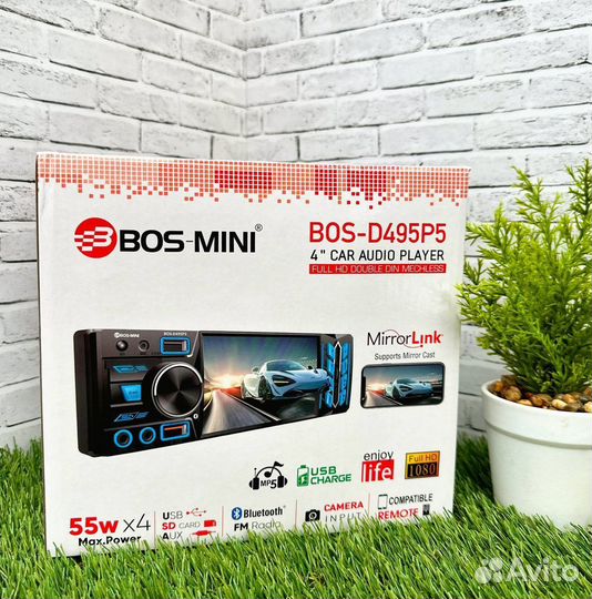Магнитола 1 din с экраном bos mini арт604