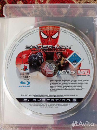 Spider man Web of Shadows - диск PS3