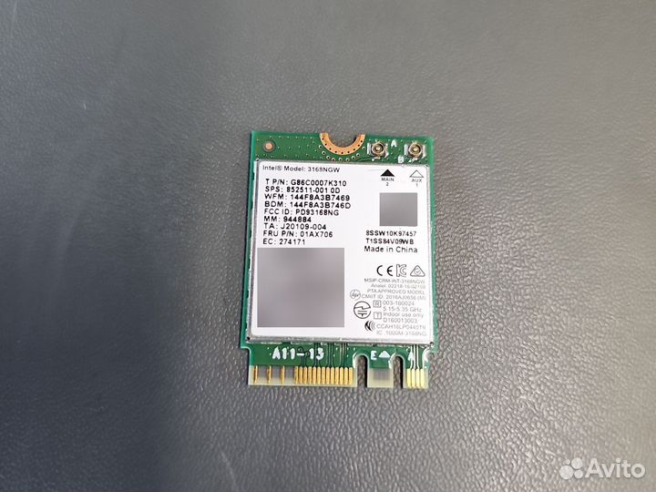 M.2 wifi адаптер intel 3168NGW