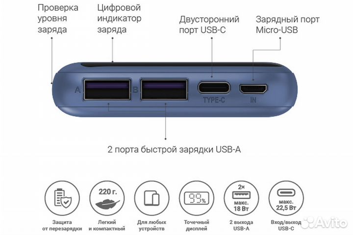 Портативный аккумулятор Navitel PWR10 MX 10000 мАч