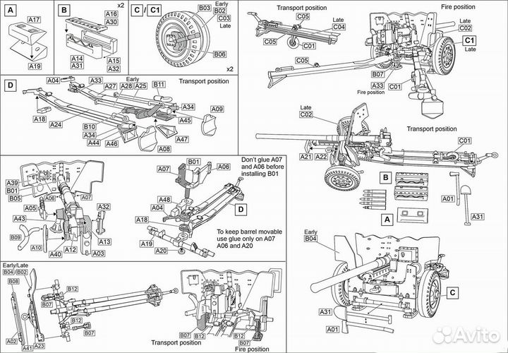 Сборная модель ACE72562 US M-1 57mm AT gun on M-2