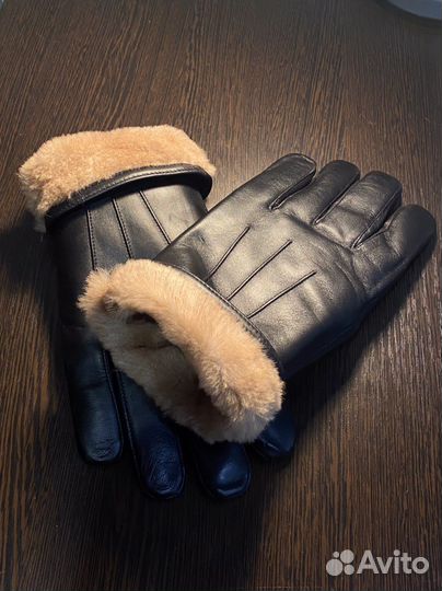 Мужские кожаные перчатки зимние