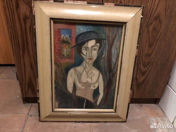 Старая авангардная картина на картоне