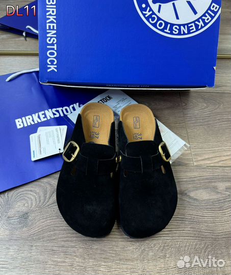 Тапочки birkenstock натуральная замша черные