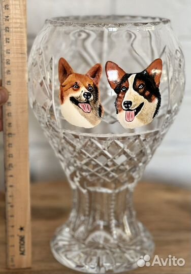 Ваза/кубок хрустальный с корги h-24 см