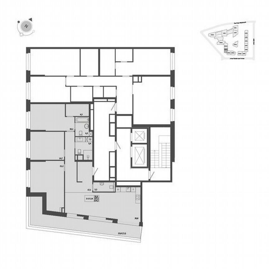 3-к. квартира, 124,2 м², 9/9 эт.