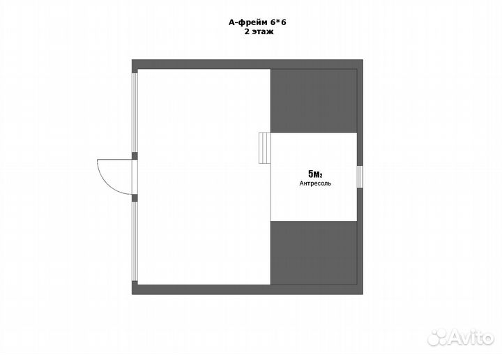 А фрейм с аттиковой стеной (каркас) (A-frame) 6*6