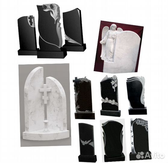 Резка фигур памятников, цветных гранитов и чёрных