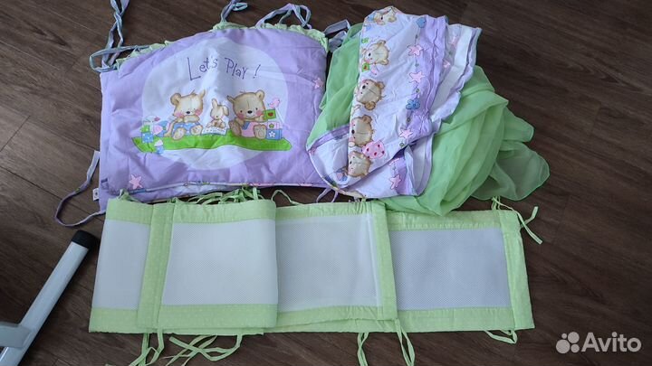 Комплект в детскую кроватку/бортики/балдахин