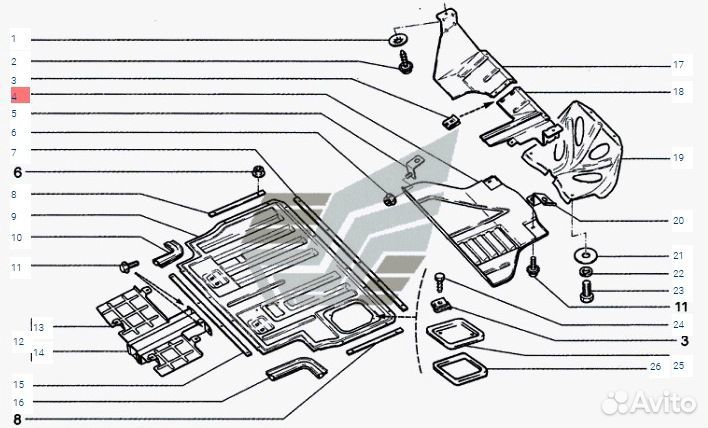 Экран шумоизоляционный Chevrolet Niva