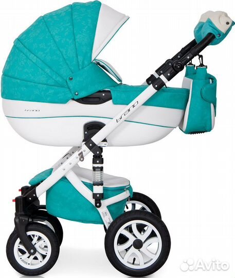 Коляска Riko Bruno Luxe 2 в 1 Бирюза-белый