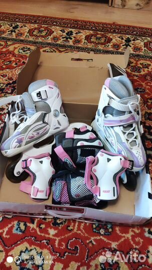 Роликовые коньки раздвижные reaction+защита