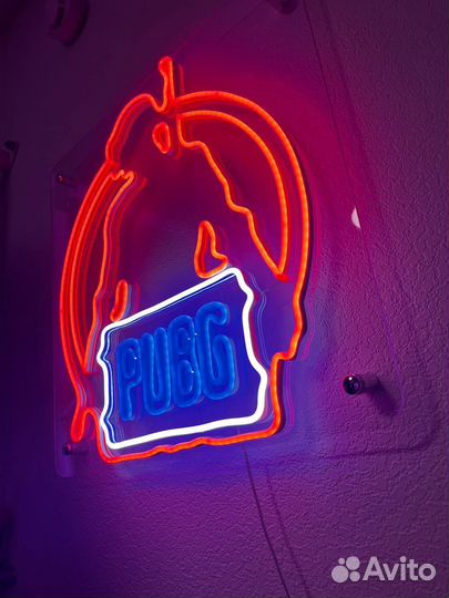 Неоновая вывеска pubg