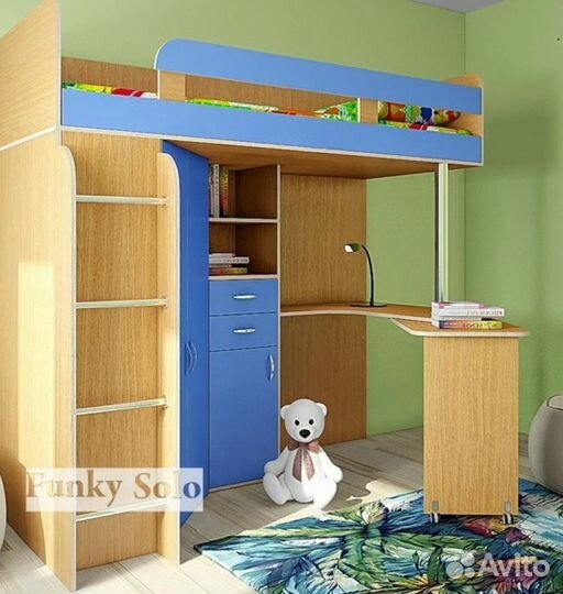Детская двухярусная кровать со столом