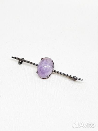 Брошь, серебро, аметист, Англия