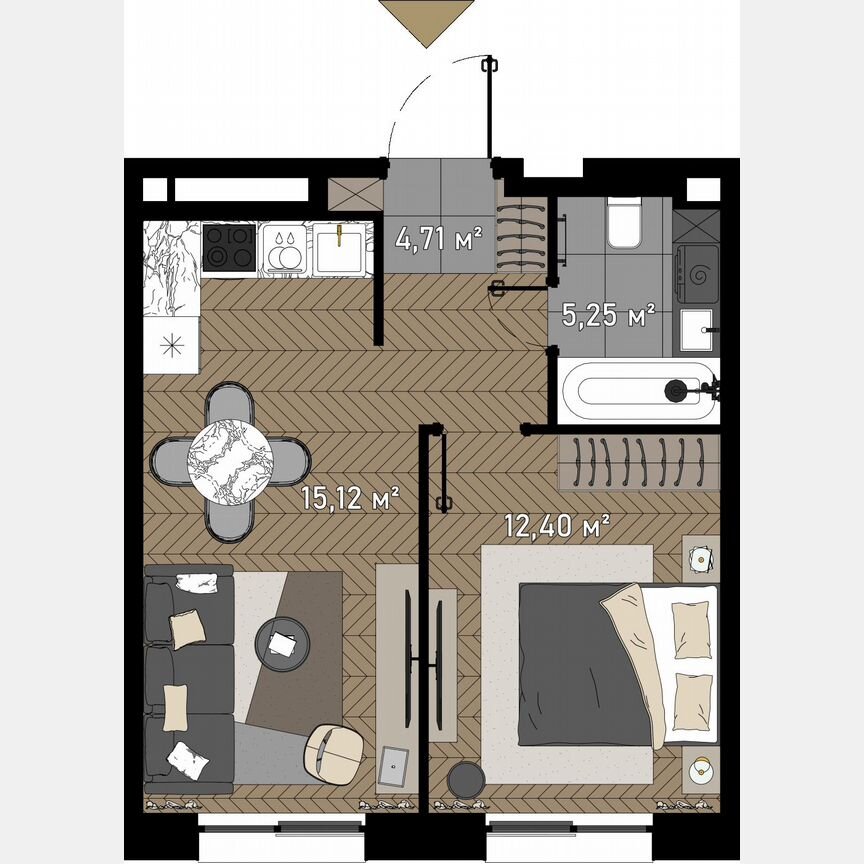 1-к. апартаменты, 38,3 м², 20/23 эт.